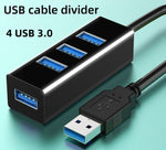 Portable 4-Port USB 3.0 Hub High Speed USB Cable Divider Charger Extension Cables USB Splitter Adapter OTG For Phone PC 30/120cm