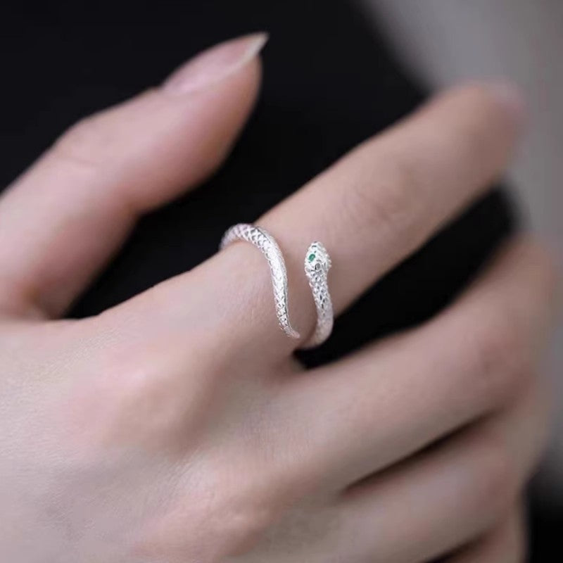 Fashion 925 Sterling Silver Snake Ring Temperament Charm Animal Shape Ring Birthday Gift for Women&