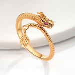 UILZ Fashion Dragon Shape Open Rings For Men Women Gold Color Stainless Steel Rings Party Jewelry Gift