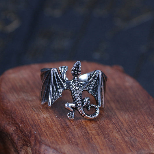 Punk Style Ring Animal Dragon Bat Shape Opening Rings Adjustable Alloy Temperament Male Jewelry Gift Direct Sales Hot