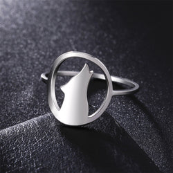 My Shape Punk Wolf Rings for Women Men Cool Animals Wolf Head Finger Rings Stainless Steel Fashion Jewelry Gifts Boys Wholesale