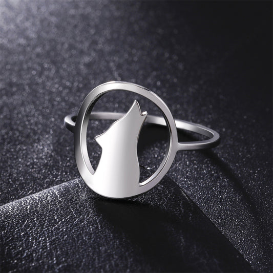 My Shape Punk Wolf Rings for Women Men Cool Animals Wolf Head Finger Rings Stainless Steel Fashion Jewelry Gifts Boys Wholesale