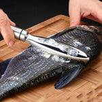 Efficient stainless steel fish cleaning tool.