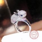 **2024 Zircon 925 Sterling Silver Rabbit Shape Ring**