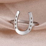 My Shape Horseshoe Rings For Women Girls U-Shaped Horseshoe Finger Rings Stainless Steel Fashion Jewelry Birthday Gifts Lucky