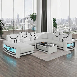 Living Room with Italian Genuine Leather Sofa.