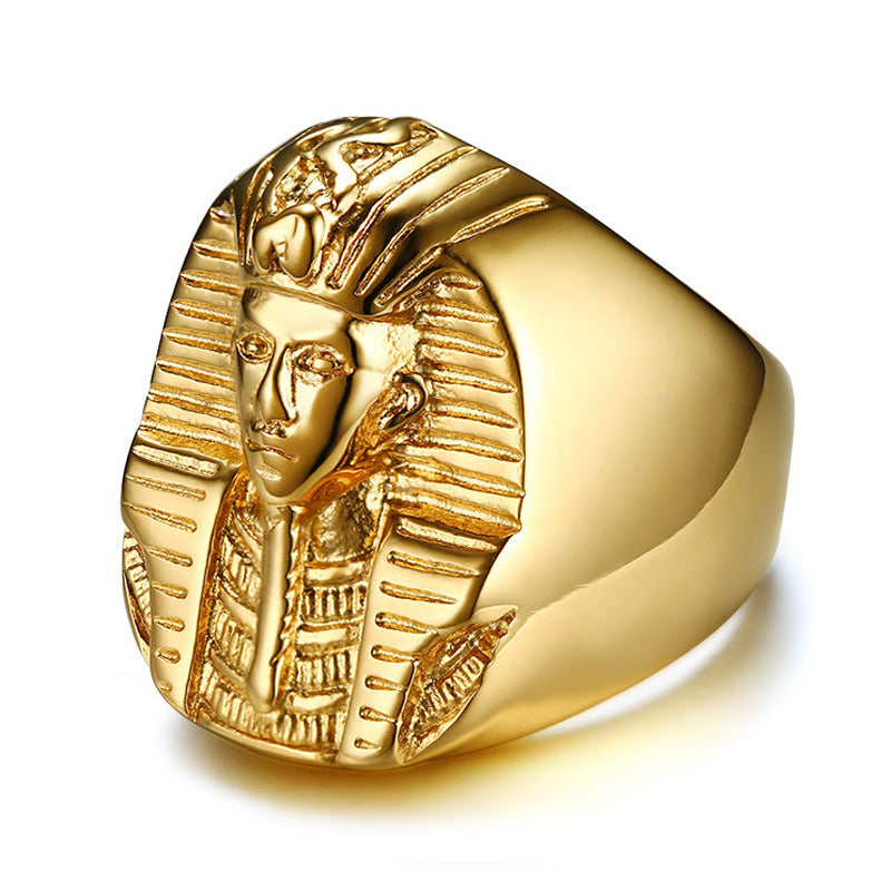 Hip Hop Rock 316L Stainless Steel Ancient Egyptian Pharaoh Tutankhamun Men Bling Ring Jewelry Drop Shipping