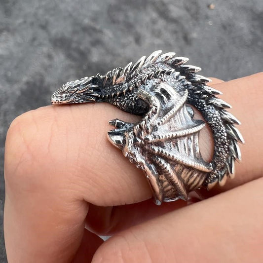 Dragon Rings Gothic Punk Style Pterosaur Wings Opening Adjustable  Rings Vintage Jewelry Accessories Gifts