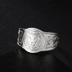 My Shape Lion Rings for Men Punk Celtics Knot Animals Resizable Stainless Steel Finger Ring Nordic Vintage Jewelry Amulet Gifts