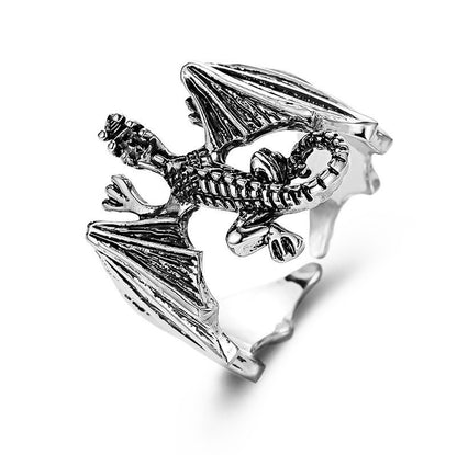 Punk Style Ring Animal Dragon Bat Shape Opening Rings Adjustable Alloy Temperament Male Jewelry Gift Direct Sales Hot