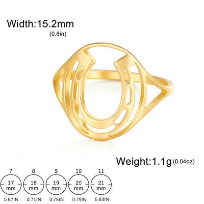 My Shape Horseshoe Rings For Women Girls U-Shaped Horseshoe Finger Rings Stainless Steel Fashion Jewelry Birthday Gifts Lucky