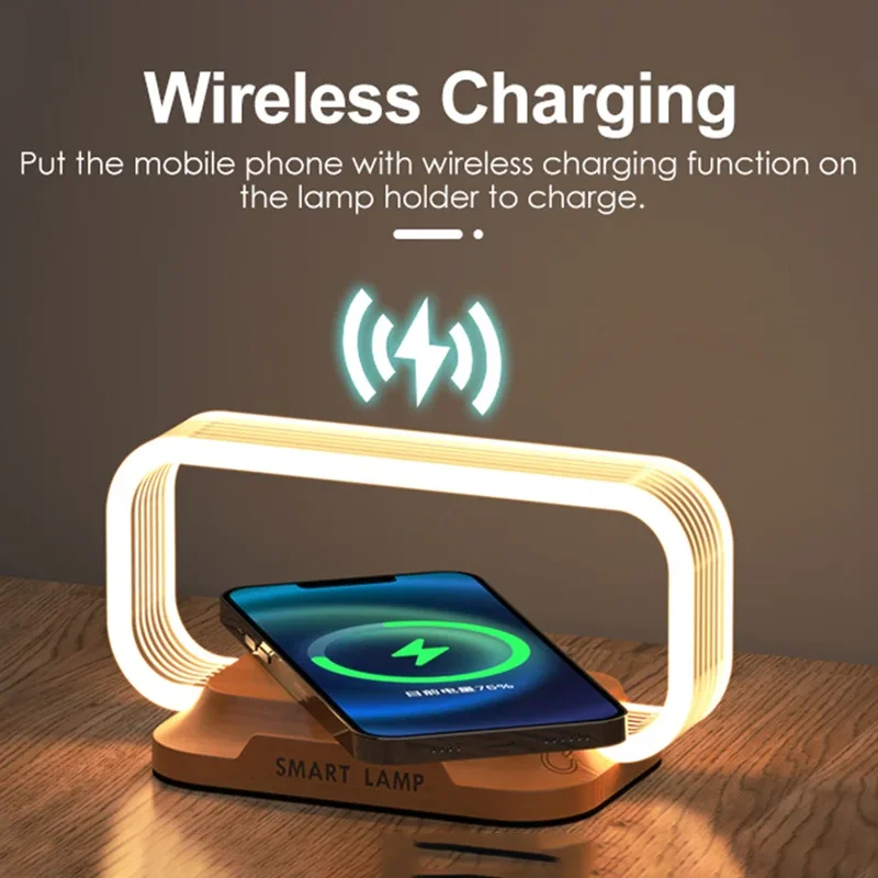 Touch Control Bedside Lamp with Wireless Charger.