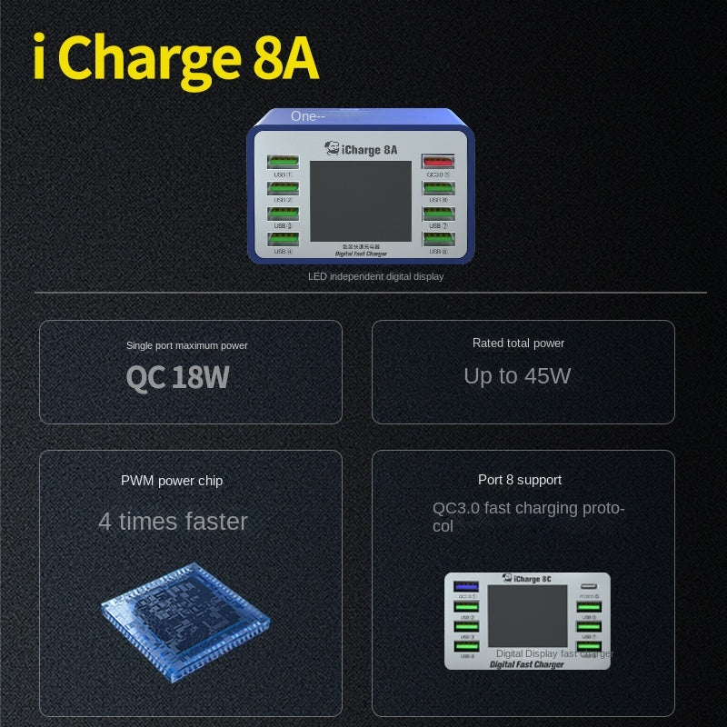 Fast Charger MECHANIC ICharge 8A 8C 8 Ports.