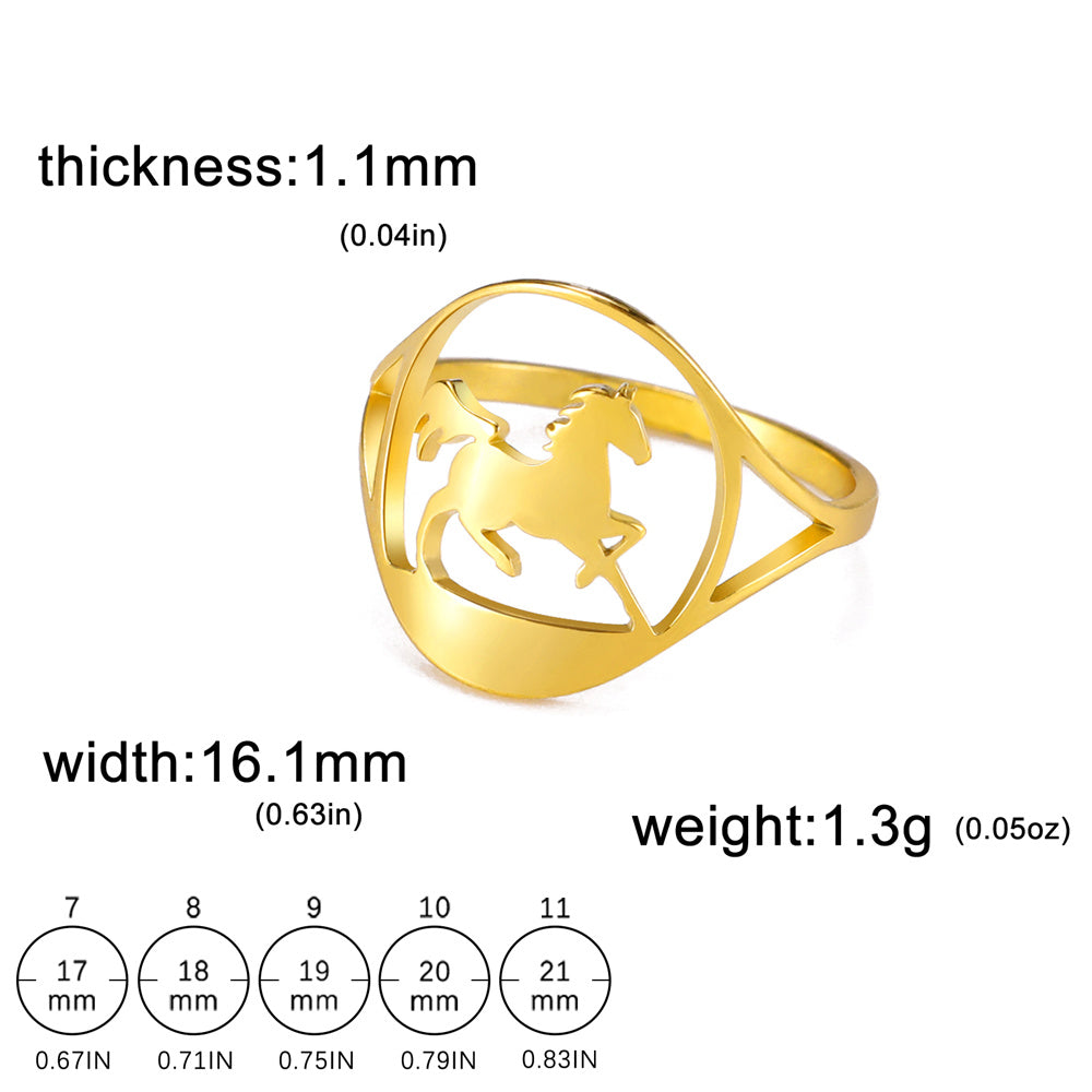 My Shape Horse Rings for Women Girls Running Horse Finger Rings Stainless Steel Lucky Fashion Jewelry Gifts for Horse Lovers