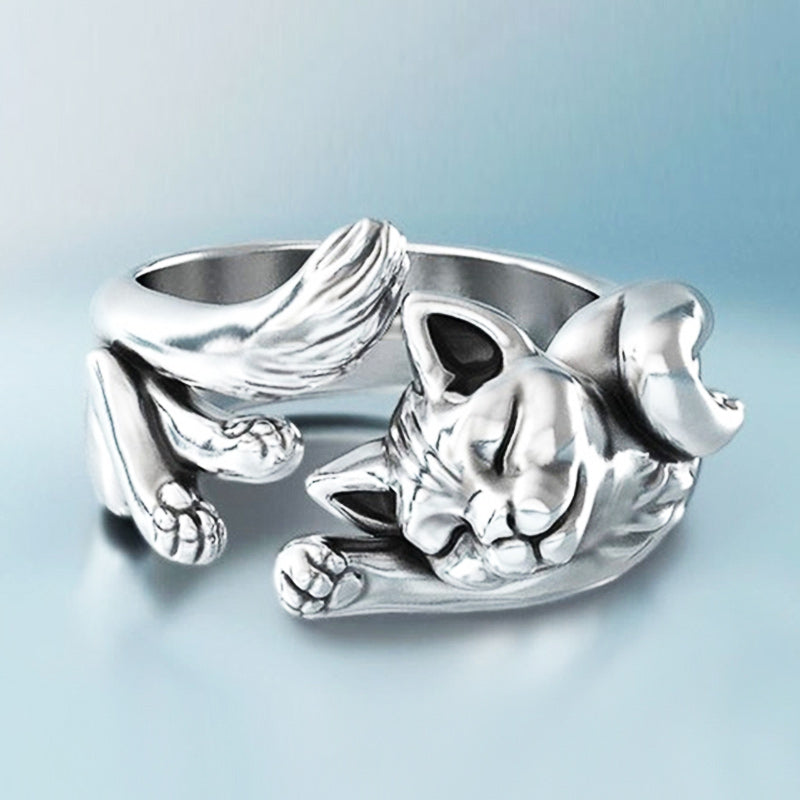 Cute Fortune Cat Shape Opening Ring.