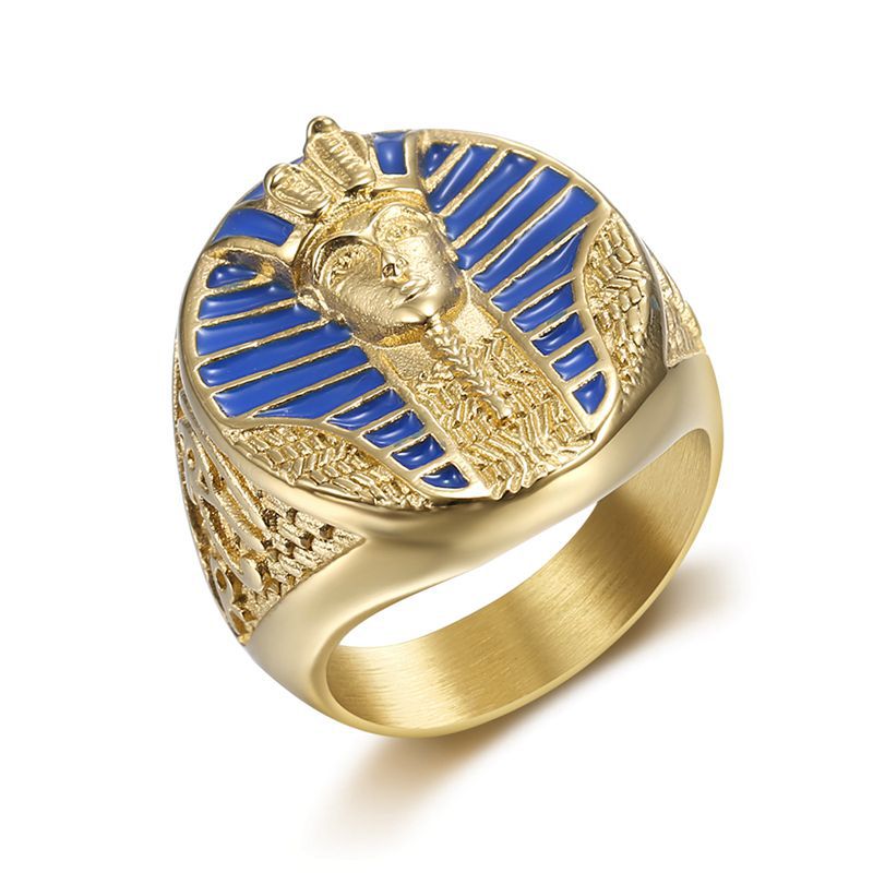 Hip Hop Rock 316L Stainless Steel Ancient Egyptian Pharaoh Tutankhamun Men Bling Ring Jewelry Drop Shipping