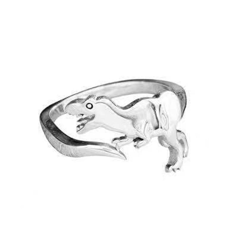 Dinosaur Rings Cute Silver Color Opening Adjustable Rings Best Love Gift Design Animal Shape Ring For Women Men Punk Style