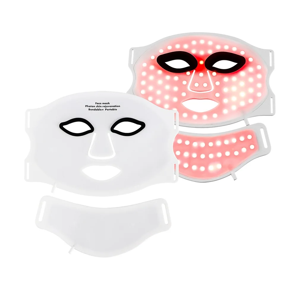 Silicone Red Light Therapy Mask 7 Color LED Face Mask Anti Aging Rejuvenation Brighten Facial Mask with Eye Protection Cushion