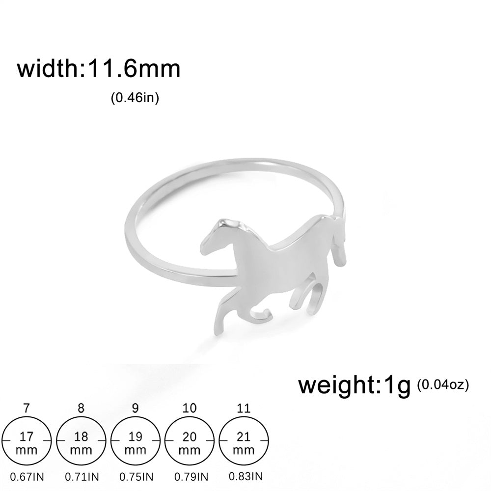 My Shape Horse Rings for Women Girls Running Horse Finger Rings Stainless Steel Lucky Fashion Jewelry Gifts for Horse Lovers