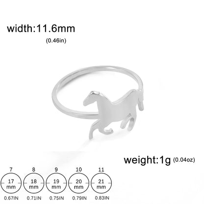 My Shape Horse Rings for Women Girls Running Horse Finger Rings Stainless Steel Lucky Fashion Jewelry Gifts for Horse Lovers