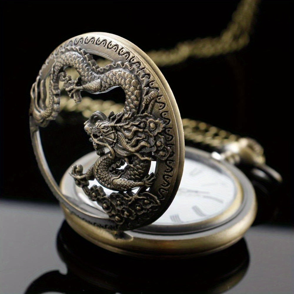 Zodiac Dragon Quartz Pocket Watch Vintage.