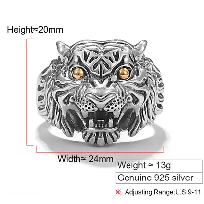 ZABRA Thailand Silver Ring Tiger Original Personality Tiger Silver Men&