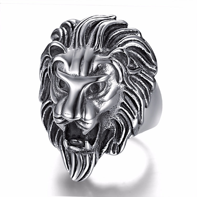 hot sale Gold silver color Stainless steel Lion 's head Men Hip hop rings fashion punk Animal shape ring male Hiphop jewelry