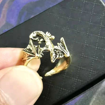 Punk Style Ring Animal Dragon Bat Shape Opening Rings Adjustable Alloy Temperament Male Jewelry Gift Direct Sales Hot