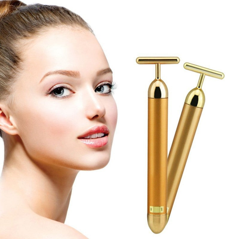 T-Shape Facial Massager Vibrating Beauty Bar 24K.