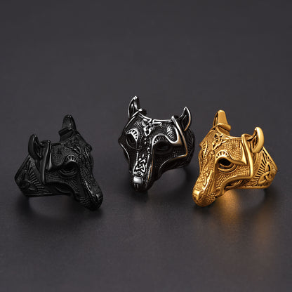 ChiansPro Men Ring 3D Viking Wolf Head Majestic Powerfull Animal Symbol Stainless Steel Waterpoof Durable Punk Jewelry