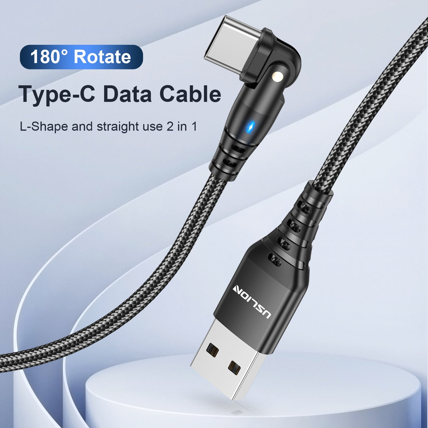 USB Type C cable, Rotating USB C cable, Fast charging cable, 3A USB C cable, iPhone charger cable, Samsung charger cable, Xiaomi charger cable, Mobile phone cable, Type C data cable, Flexible design, 180 degree rotation, USB C charger cable, High-speed data transfer, Tangle-free cable, Universal compatibility,