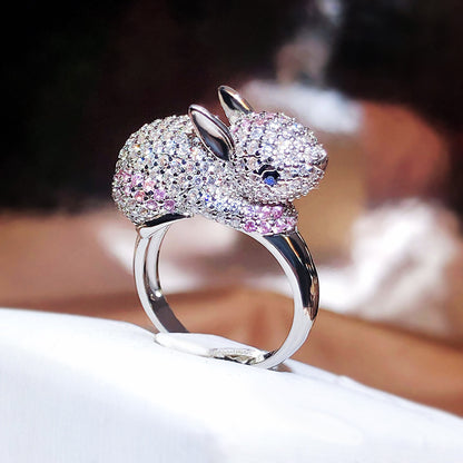 **2024 Zircon 925 Sterling Silver Rabbit Shape Ring**