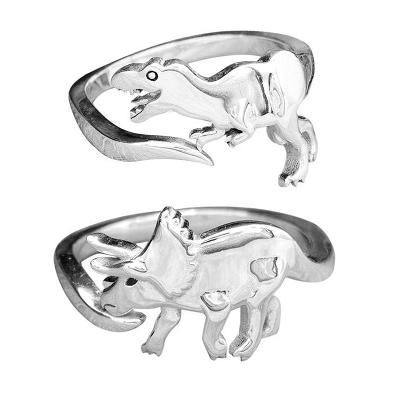 Dinosaur Rings Cute Silver Color Opening Adjustable Rings Best Love Gift Design Animal Shape Ring For Women Men Punk Style