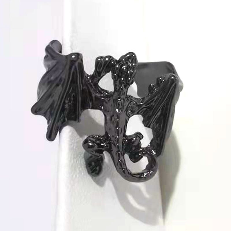 Punk Style Ring Animal Dragon Bat Shape Opening Rings Adjustable Alloy Temperament Male Jewelry Gift Direct Sales Hot