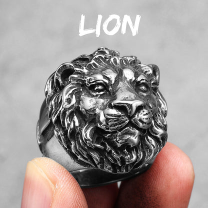 Leopard Ring Stainless Steel Men Jaguar Rings Wild Animal Punk Rock for Male Party Jewelry Halloween Accessories Gift Wholesale