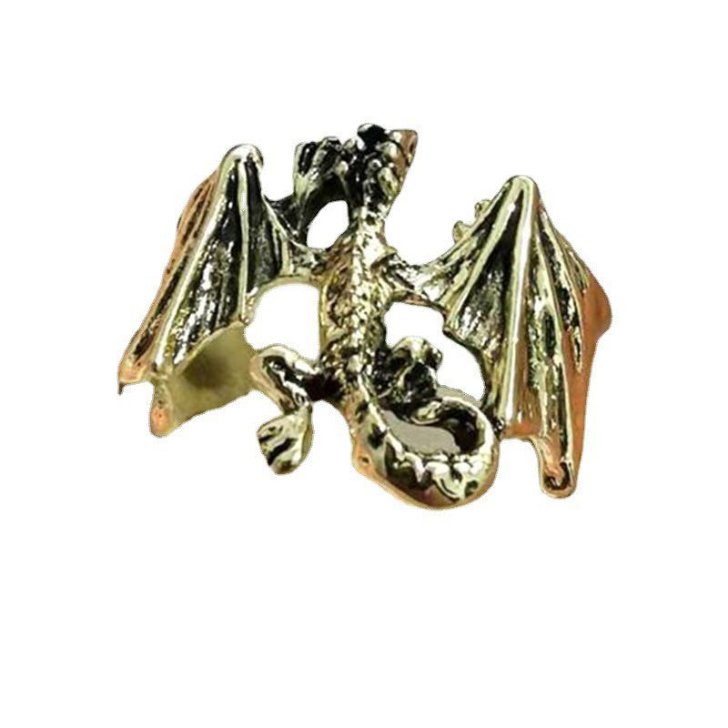 Punk Style Ring Animal Dragon Bat Shape Opening Rings Adjustable Alloy Temperament Male Jewelry Gift Direct Sales Hot