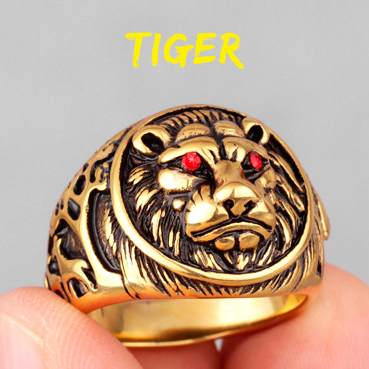 Leopard Ring Stainless Steel Men Jaguar Rings Wild Animal Punk Rock for Male Party Jewelry Halloween Accessories Gift Wholesale