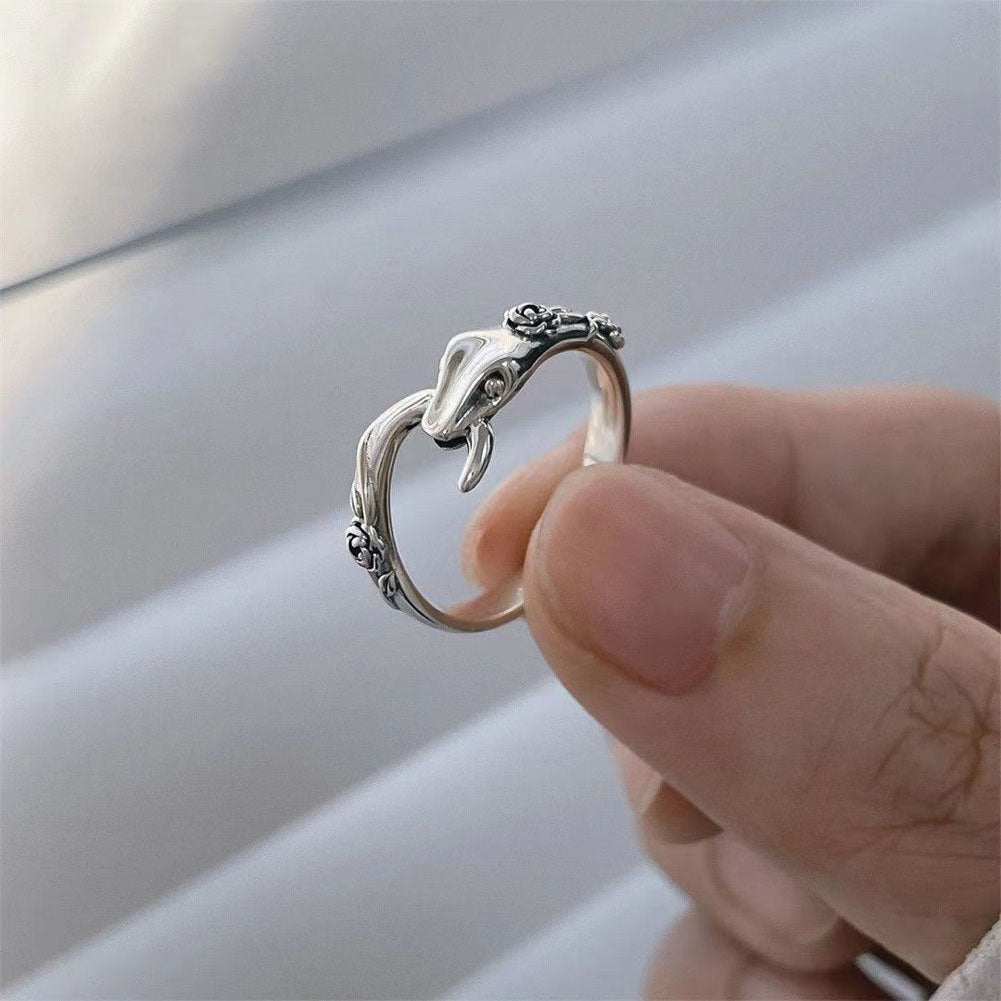 Lovely Snake Shape Open Adjustable Finger Ring for Women Simple Ring Fine Jewelry Girl Gift