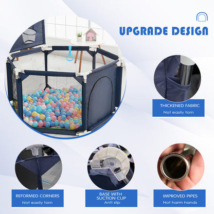 Baby Playpen Large 6 Sides Play Pen For Babies And Toddlers With Breathable Mesh