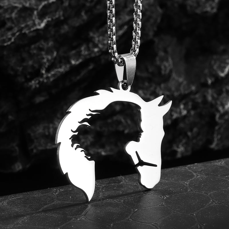 Exquisite charm trendy domineering war horse tiger animal pendant necklace men's hip-hop rock party jewelry gift