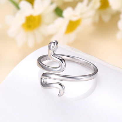 Lovely Snake Shape Open Adjustable Finger Ring for Women Simple Ring Fine Jewelry Girl Gift