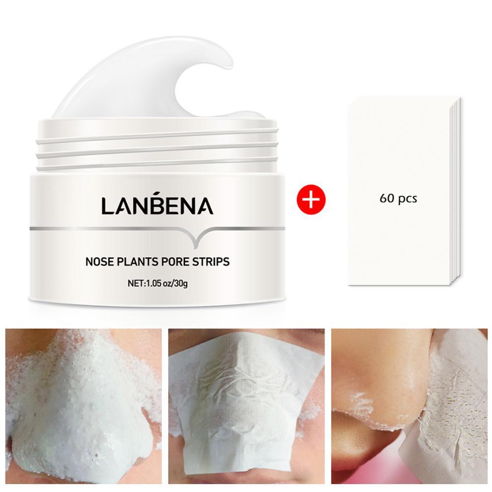 LANBENA Blackhead Remover Cream Paper Plant Pore Strips Nose Acne Cleansing Black Dots Peel Off Mud Mask Treatments Skin Care