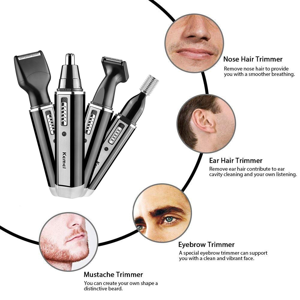 4-in-1 Rechargeable Nose Trimmer and Beard Trimmer, a versatile