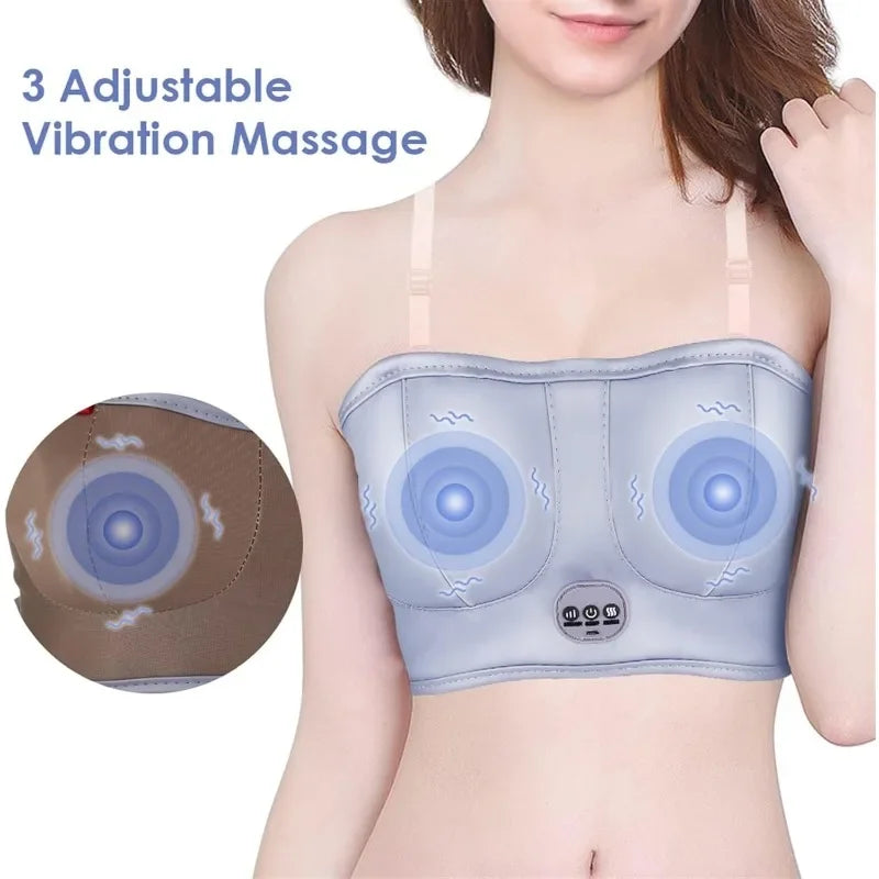 Electric Breast Massage Bra Vibration Chest Massager Growth Enlargement Enhancer Breast Heating Stimulator Machine Wireless