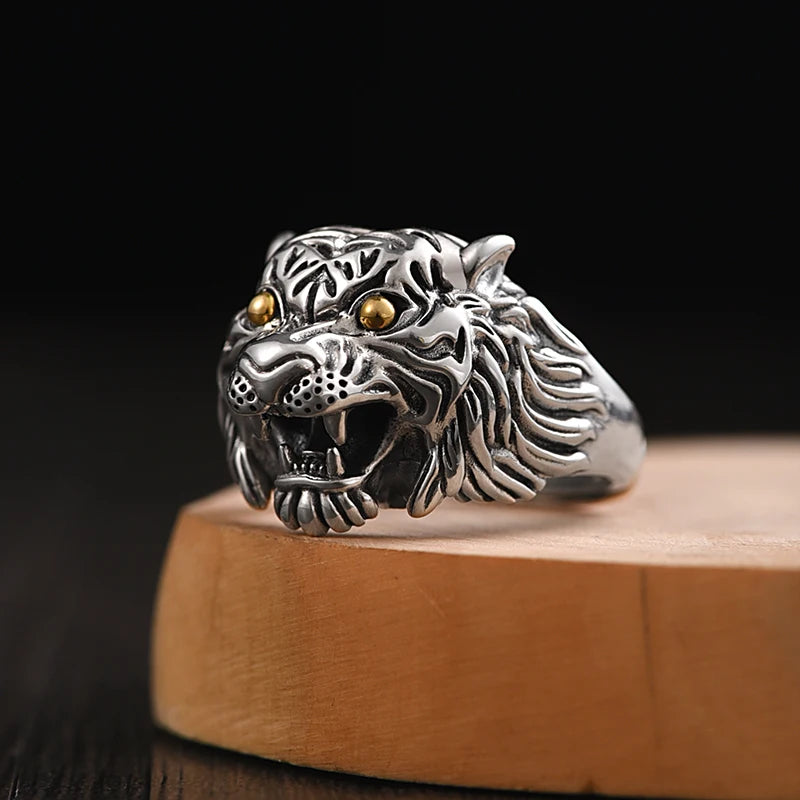 ZABRA Thailand Silver Ring Tiger Original Personality Tiger Silver Men's Ring Bracelet S925 Sterling Silver Men's Ring