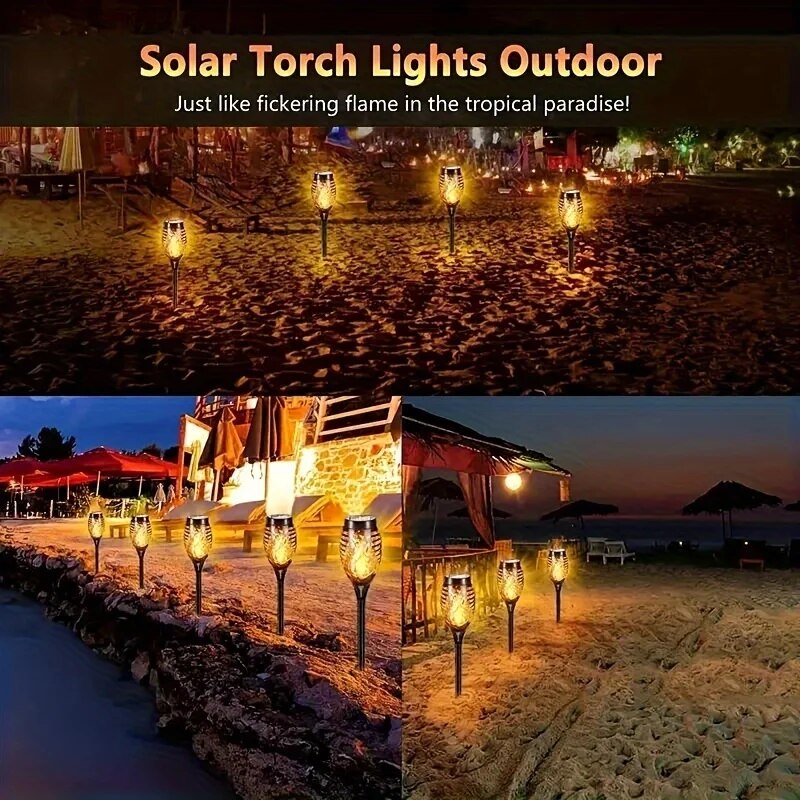 12LED Solar Flame Torch Light Waterproof