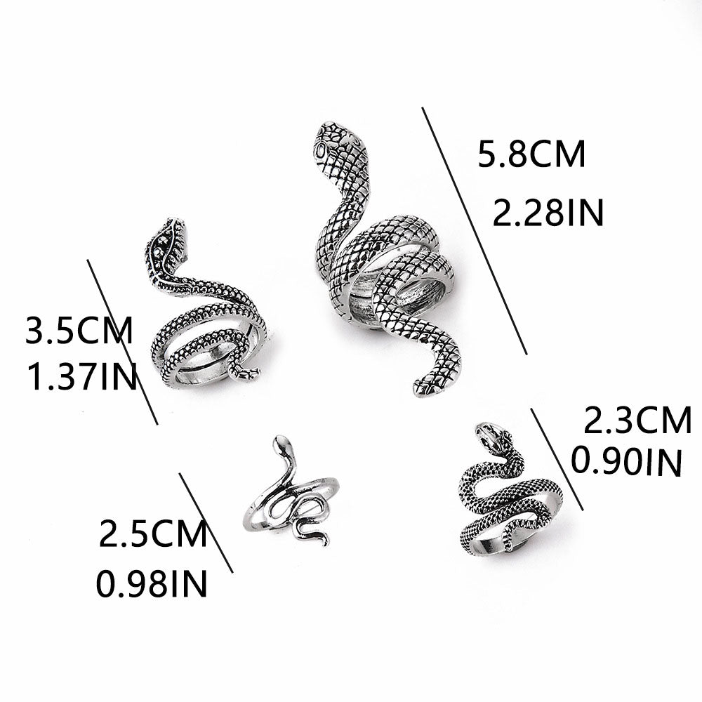 Punk Snake Shaped Ring Set for Women.