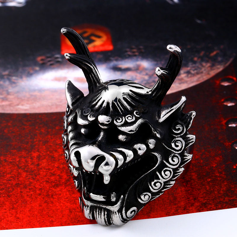 Stainless Steel Oriental Dragon Head Men&