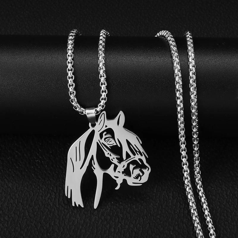 Exquisite charm trendy domineering war horse tiger animal pendant necklace men's hip-hop rock party jewelry gift