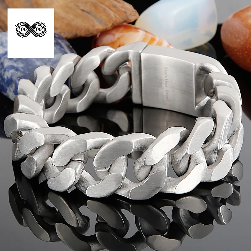 Silver Color Bracelets For Men Heavy Stainless.